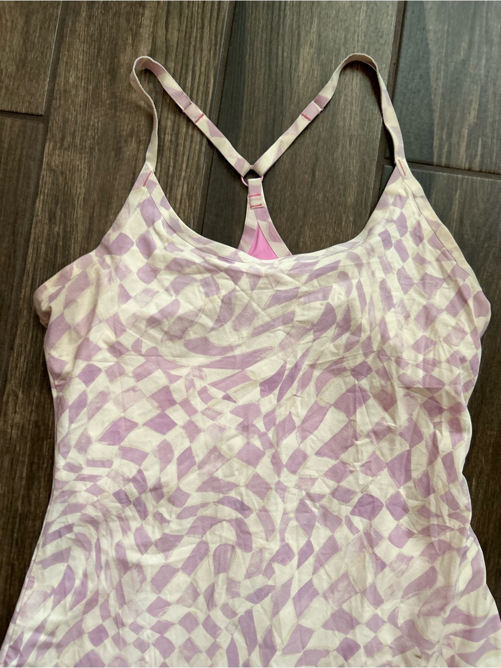 Outdoor Voices Exercise Dress Wavy Checkered Print in Pink Sz S - Picture 6 of 10